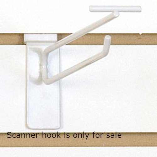 Scanner Hook in White 8 Inches Long for Slatwall - Pack of 100