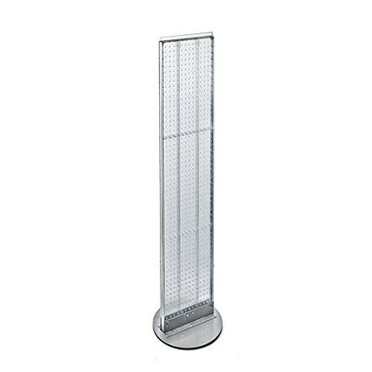 Pegboard Floor Stand Display in Clear 13.5 W x 60 H Inches with Revolving Base