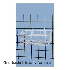White Wire Grid Basket 12 L x 8 W x 4 D Inches for Gridwall