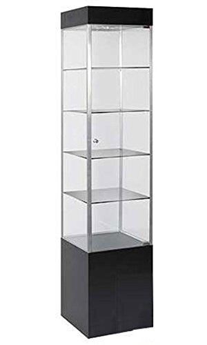 Metal Frame Square Tower Display in Black 75 H x 16 W Inches