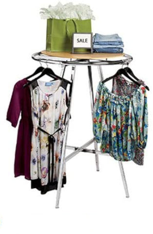 Round Clothing Rack in Chrome 36 D Inches with Adjustable Legs