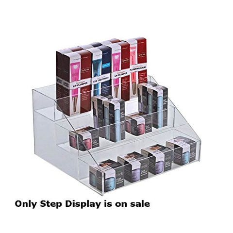 3 Tier Counter Step Display in Clear 12 W x 11.75 D x 7.125 H Inches