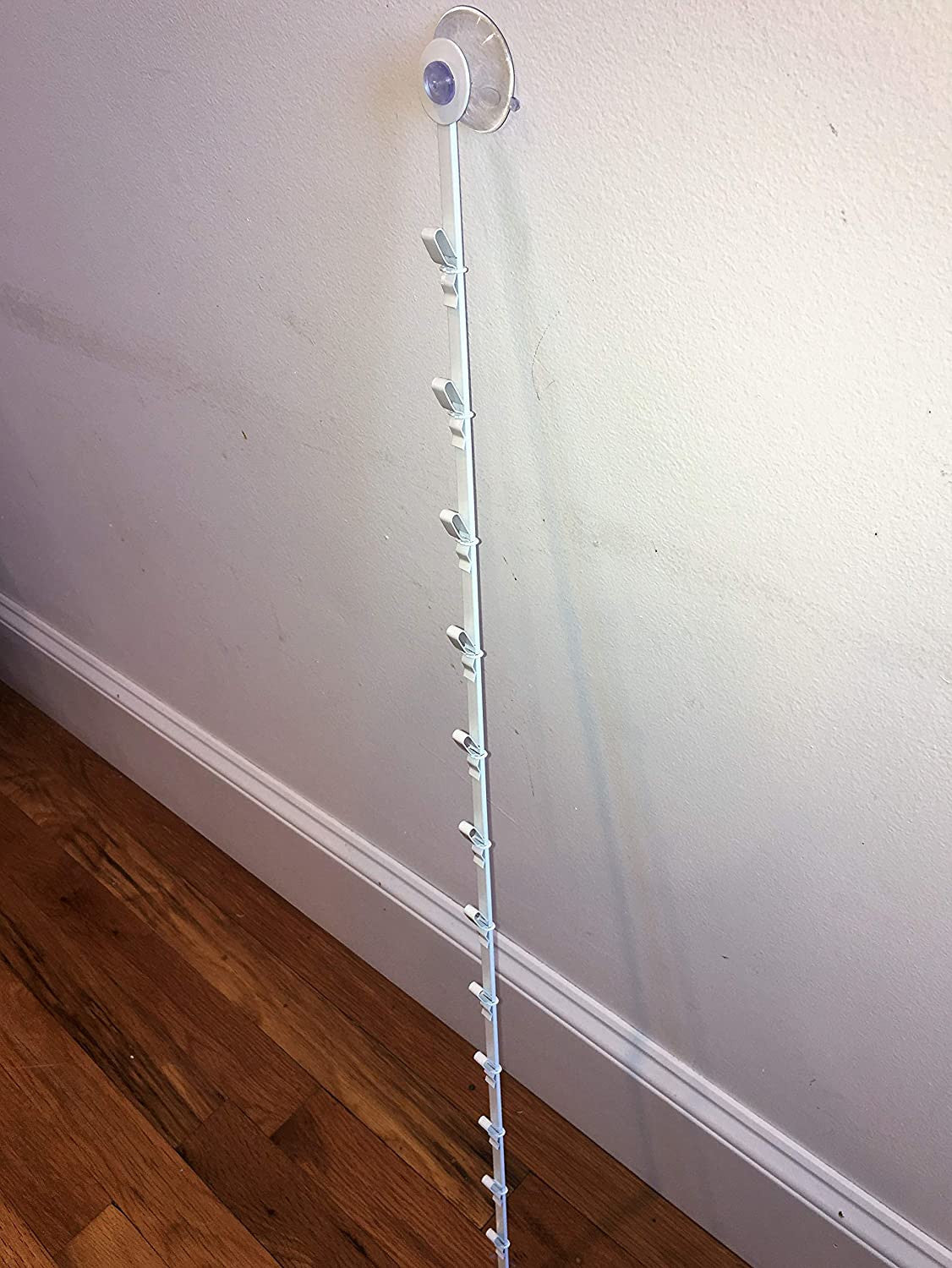 12 Clips Strip Display Rack in White 31 Inches Long with Suction Cup ...