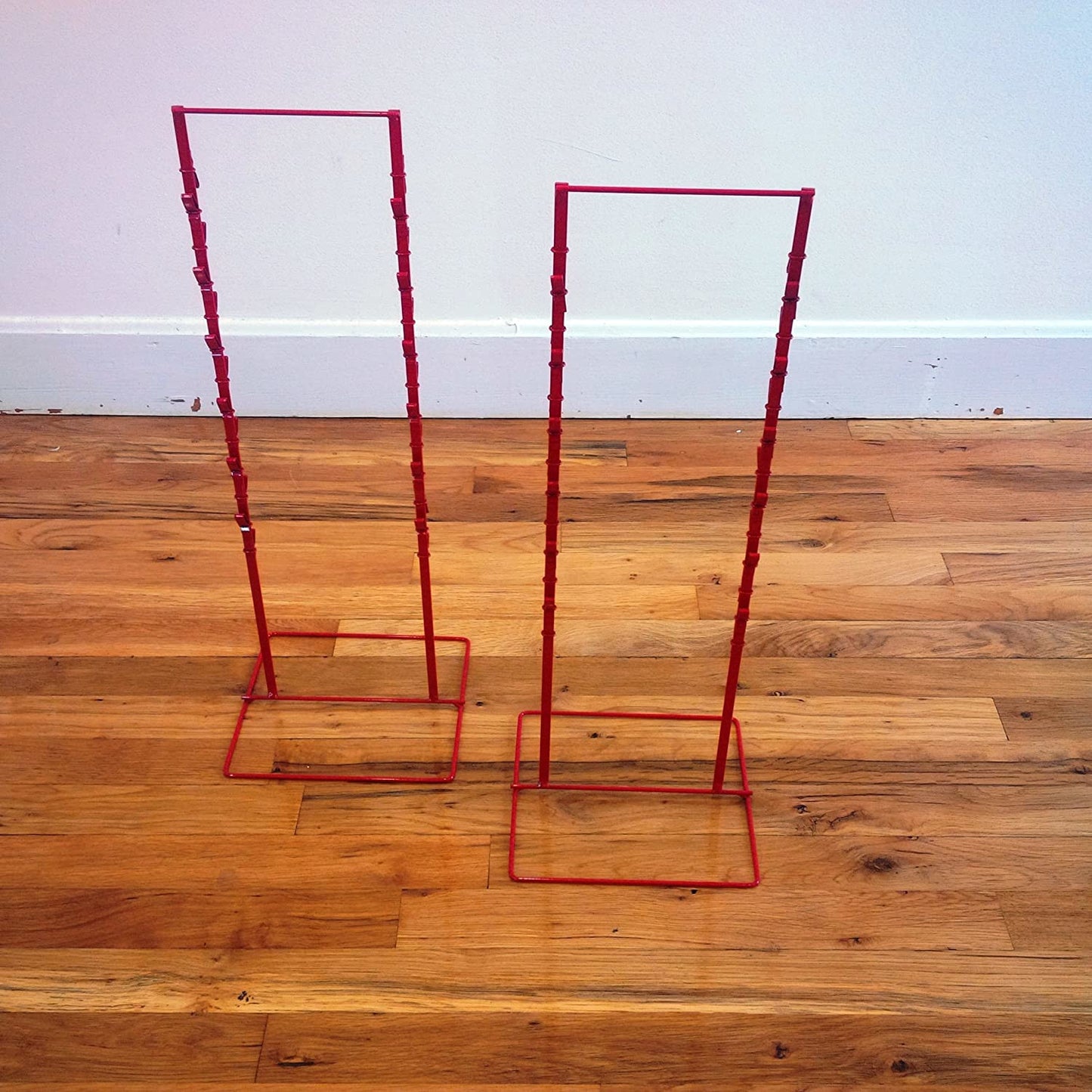 Double Round Strip Display Racks in Red 22 H x 8.5 W x 8 D Inches - Set of 2