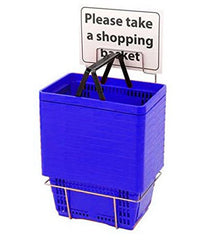 Blue Shopping Basket Set with Stand 16 in. W x 11 1/2 in. D x 9 in. H