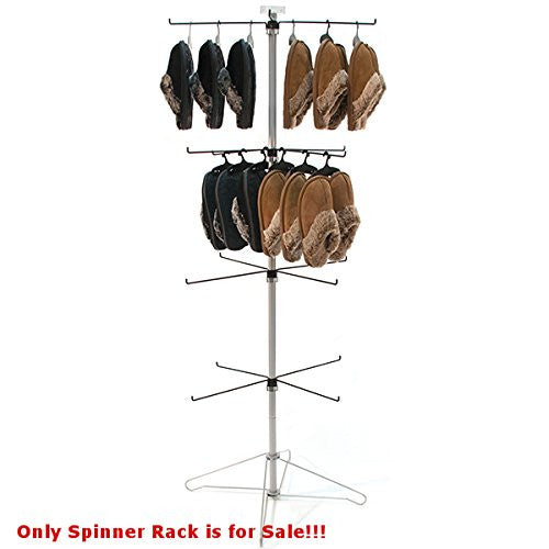 4 Tier Wire Spinner Rack in Chrome 26 x 26 x 65 H Inches with 4 Hooks ...
