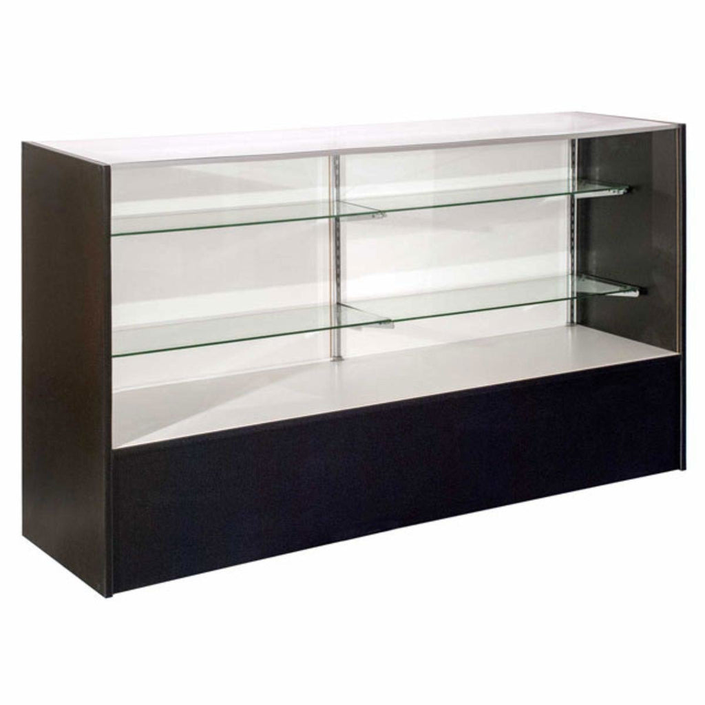 Assembled Full Vision Display Case in Black 70 L x 18 D x 38 H Inches