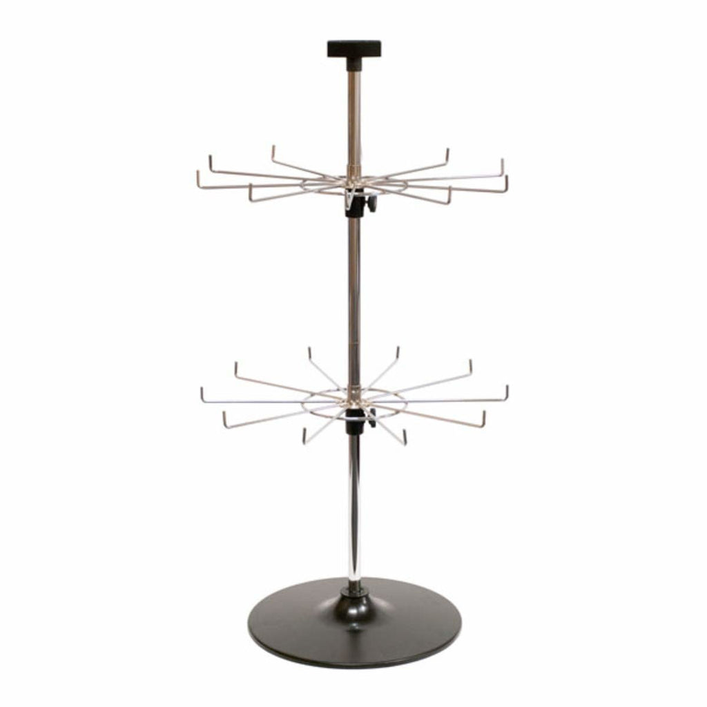 2 Tier Wire Spinner Rack in Black 18 W x 35 H Inches with 10 Hooks