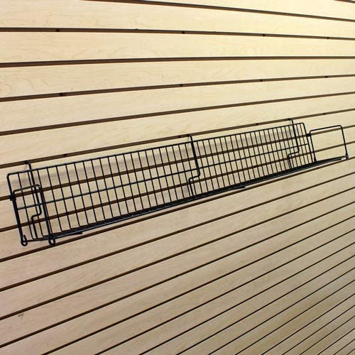 Angled Wire Shelves in Black 6 W x 24 L Inches for Slatwall