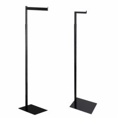 One Way Apparel Rack in Black 10 W x 14 D x 43 to 74 H Inches with Straight Arm