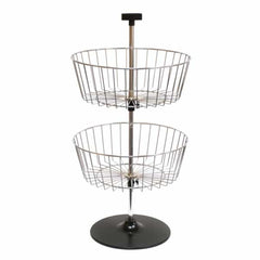 2 Tier Wire Basket Spinner Rack in Black 18 W x 35 H Inches with 2 Baskets