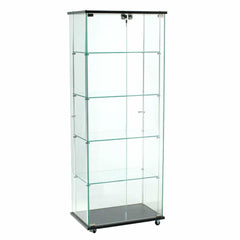 Frameless Glass Tower Display Case in Clear 24 W x 62 H Inches with Casters