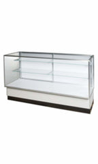 Metal Framed Display Case in Gray 38 H x 20 D x 48 L Inches with 2 Shelves