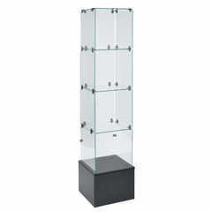 Glass Cube Tower Showcase in Clear 15.75 W x 15.75 D x 69 H Inches