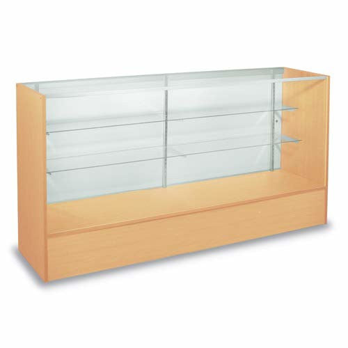 Full Vision Showcase in Maple 48 W x 18 D x 38 H Inches with Glass Shelves