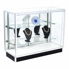 Metal Framed Display Case in Clear 48 W x 20 D x 38 H Inches with Mirror Door
