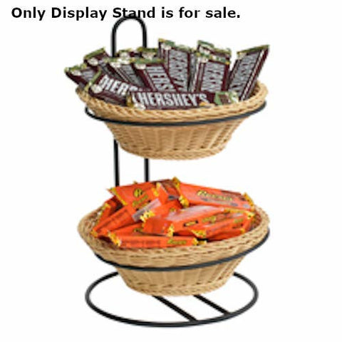 2 Tier Plastic Basket Display Stand in Black 11 W x 12 D x 16.5 H Inches