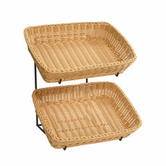 2 Tier Rectangular Basket Display in Black 16 W x 15 D x 18 H Inches