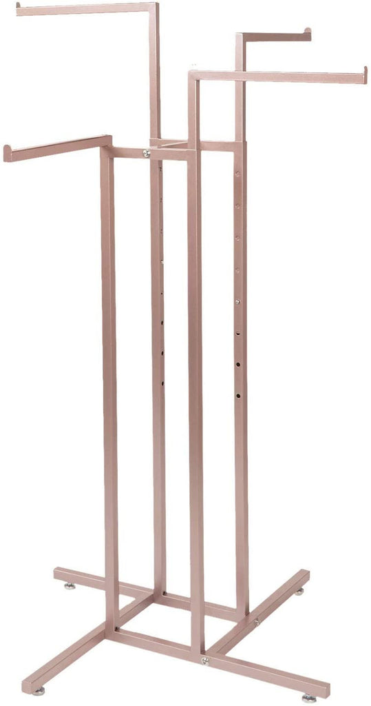 4 Way Clothing Rack in Rose Gold 16 L x 48 to 72 H Inches with Straight Arms