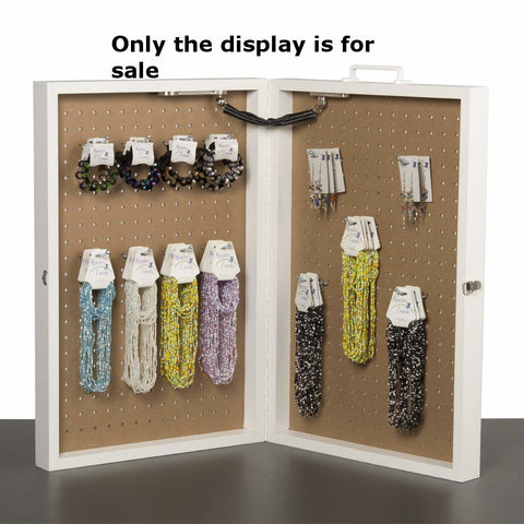 Folding Pegboard Display Case in White 32 W x 24 H x 1.875 D Inches with Handle