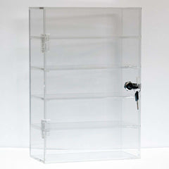 4 Shelf Countertop Showcase in Clear 10 W X 15 H X 5 D Inches with Lock/Key
