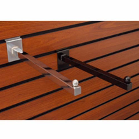 Square Faceout Brackets in Chrome 12 Inches Long for Slatwall - Count of 10