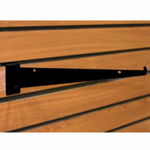 Black Shelf Brackets in Steel 12 Inches Long for Slatwall - Count of 10