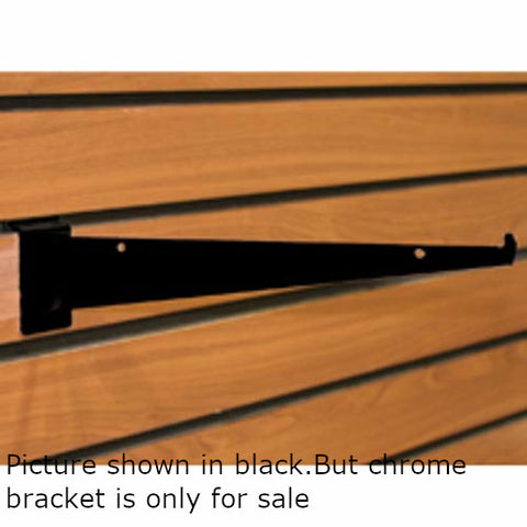 Slatwall Shelf Brackets in Chrome 12 Inches Long - Count of 10