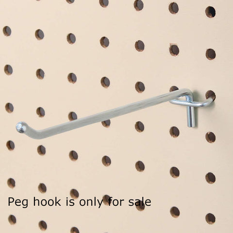 Chrome Peg Hooks 2 Inches Long for Traditional Pegboard - Pack of 10