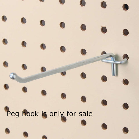 Steel Peg Hooks in Chrome 8 Inches Long for Pegboard - Count of 10