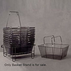 Steel Mesh Shopping Basket Stand in Black 16.5 W x 12.5 D x 8 H Inches