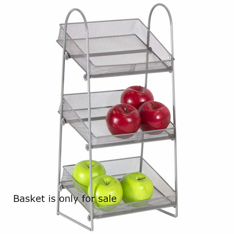 3 Tier Mesh Basket Countertop Display in Silver 9 W x 7 D x 19.5 H Inches
