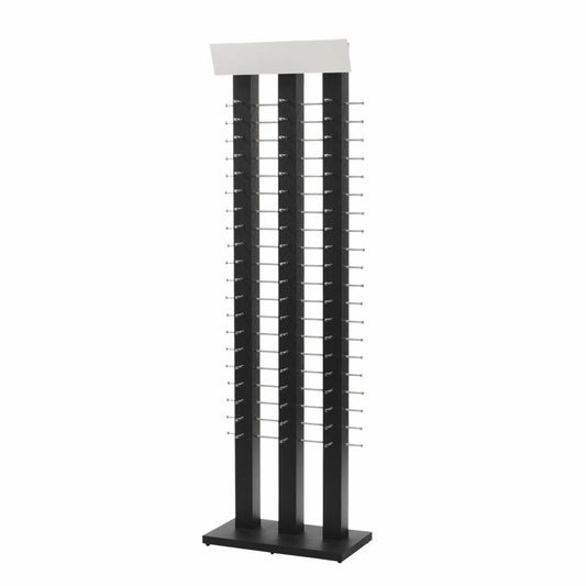 Wooden Floor Standing Eyewear Display in Black 21 W x 11.75 D x 72.5 H Inches