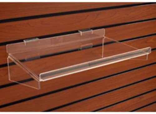 Acrylic Clear Slatwall Shelf 24 W x 10 D Inches