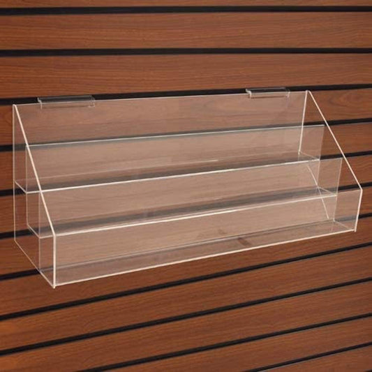 3 Tier Acrylic Shelf 24 W x 8 D x 9 H Inches for Slatwall