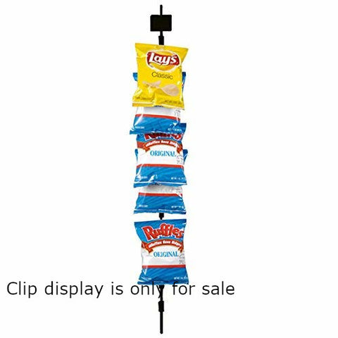 12 Clip Single Strip Display Rack in Black with Scan Label Plate - Pack of 50