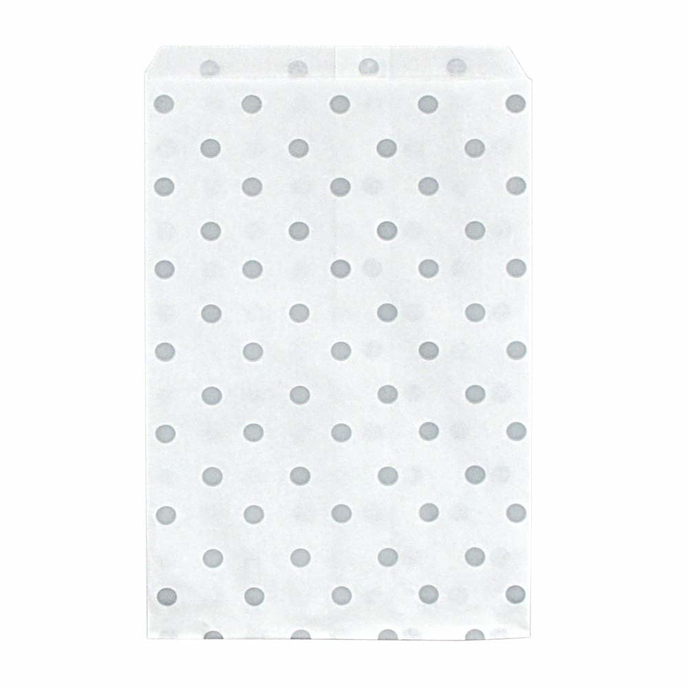 Polka Dot Merchandise Paper Bags in Silver 6 x 9 Inches - Pack of 1000