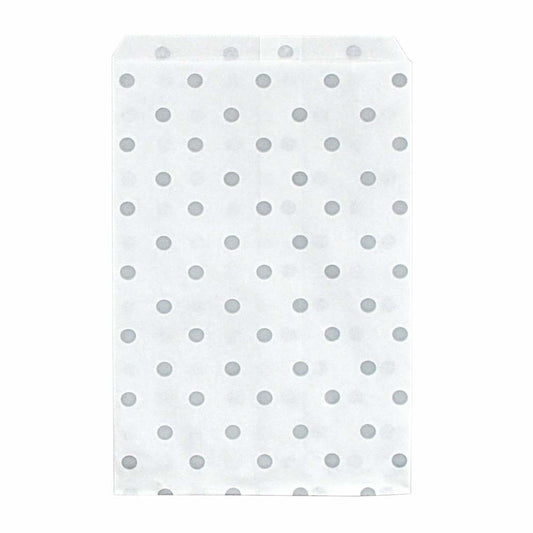 Polka Dot Merchandise Paper Bags in Silver 6 x 9 Inches - Pack of 1000