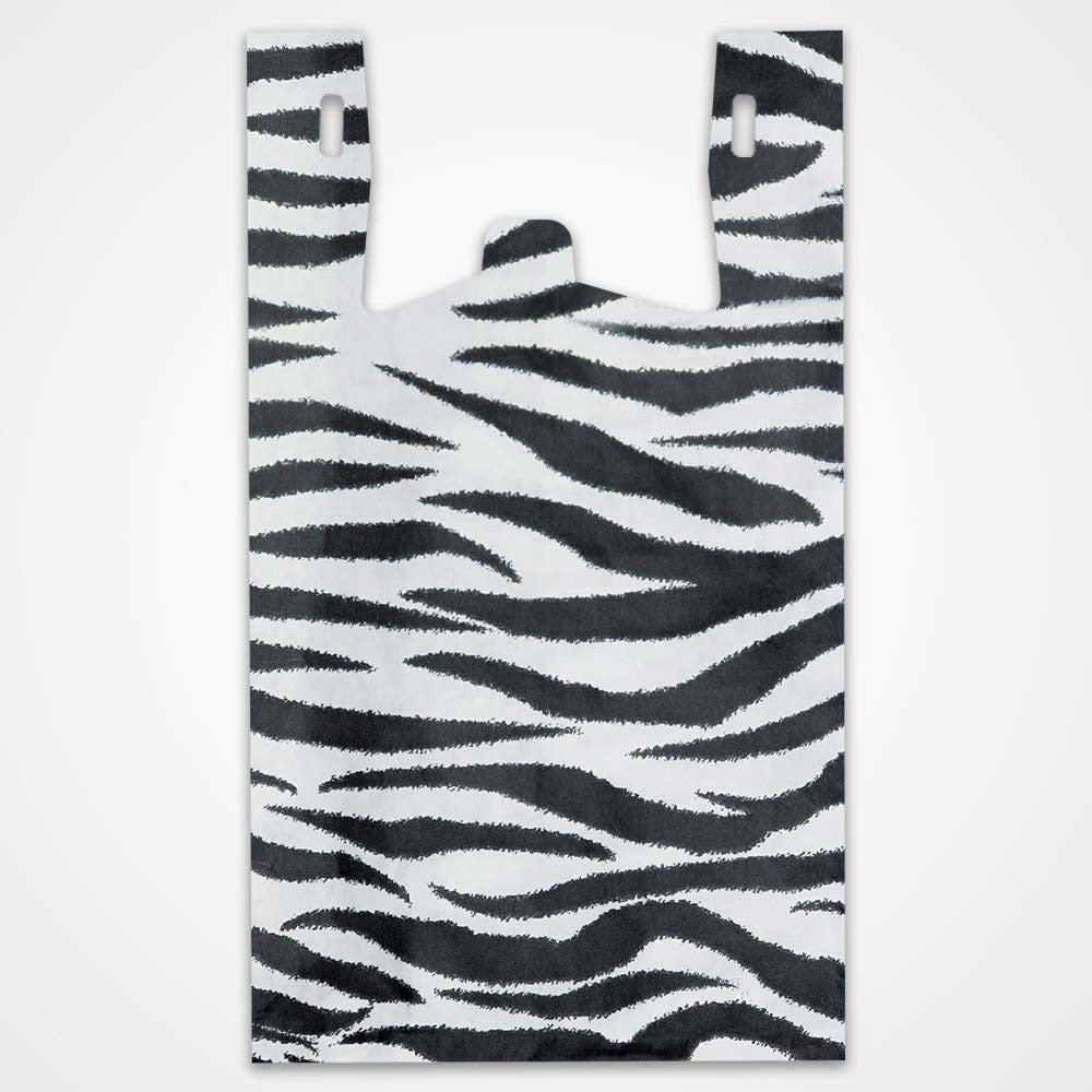 Zebra Print T Shirt Plastic Bags 11.5 W x 6 D x 21.5 H Inches - Box of 500