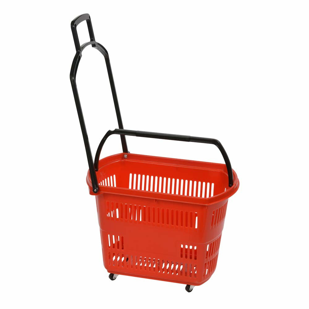 Rolling Shopping Basket in Red 20 W x 14.5 H X 13 D Inches