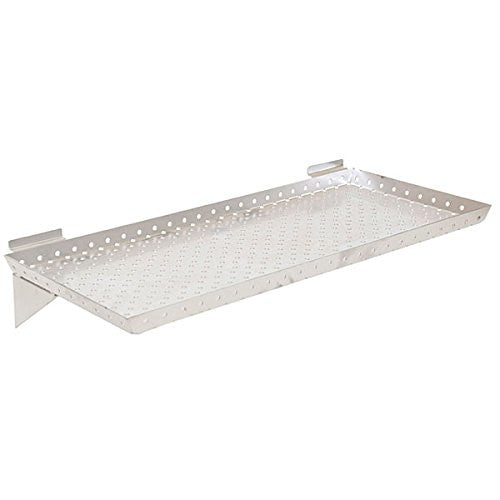 Perforated Metal Shelf in Silver 24 W x 10 D x 1 H Inches for Slatwall
