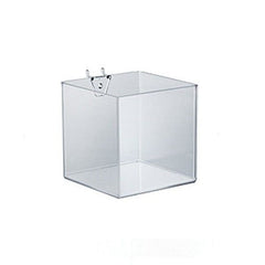 Acrylic Clear Cube Bins 5 W x 5 D x 5 H Inches for PegboardandSlatwall - Case of 4