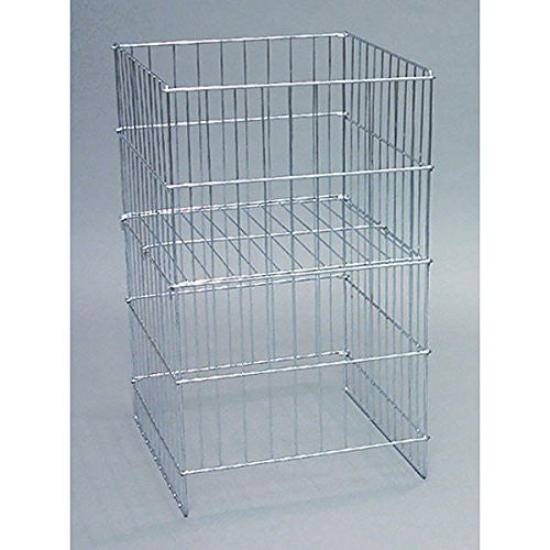 Wire Dump Basket in Chrome 18 W x 17 D x 30 H Inches with Adjustable Shelf