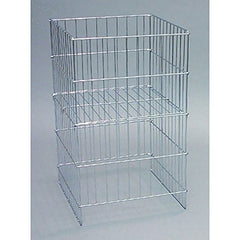 Wire Dump Basket in Chrome 18 W x 17 D x 30 H Inches with Adjustable Shelf