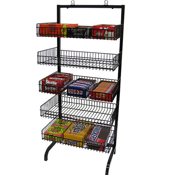 5 Basket Wire Candy Rack in Black - 24 W x 18 D x 56 H Inches
