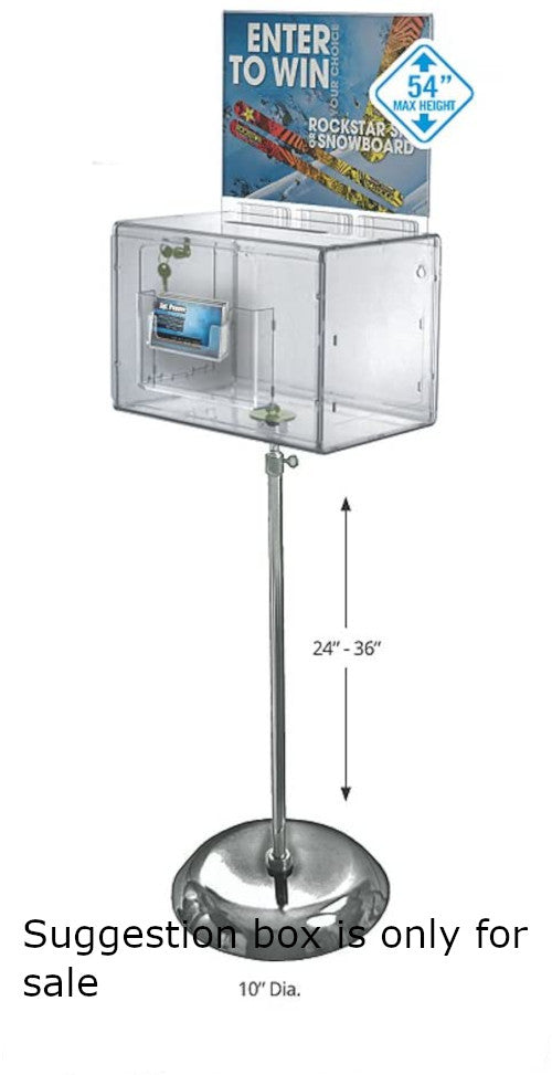 Suggestion Box in Clear 15 W x 8.25 D x 8.25 H Inches with Pedestal