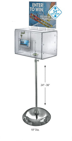 Suggestion Box in Clear 15 W x 8.25 D x 8.25 H Inches with Pedestal