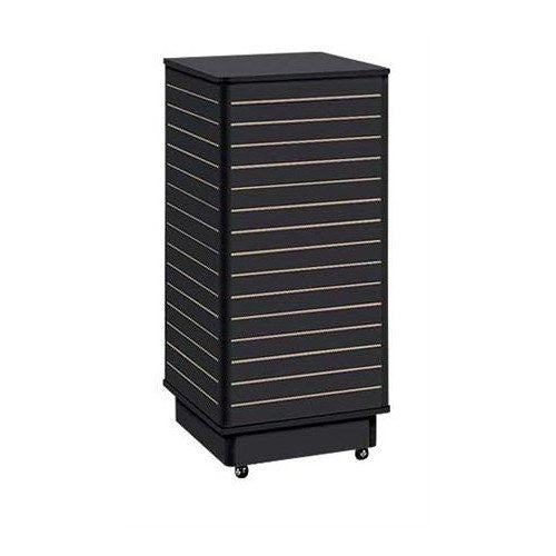 Slatwall Tower in Black 24 x 24 x 54 Inches with Rolling Base