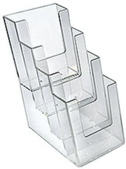 4 Tier Trifold Brochure Holders in Clear 4.25 W x 10 H Inches - Lot of 2