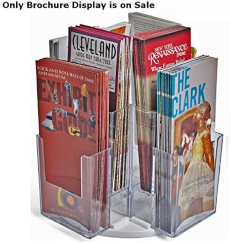 2 Tier Revolving Brochure Holder in Clear 12 W x 1.5 D x 7.5 H Inches